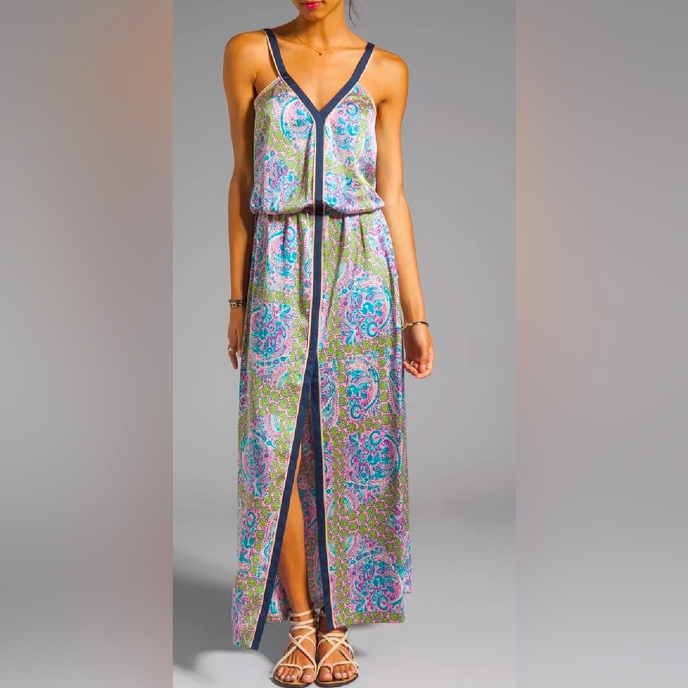 Juicy Couture Sleeveless Satin Lilac Floral Pullover Maxi Sundress ZB6